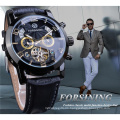 Forsining 180 Tourbillion Fashion Black Golden Clock Multi Function Display Mens Automatic Mechanical Watches 2020 NEW